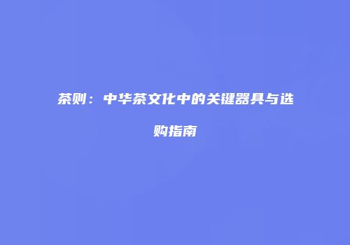 茶则：中华茶文化中的关键器具与选购指南