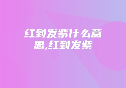 红到发紫什么意思,红到发紫