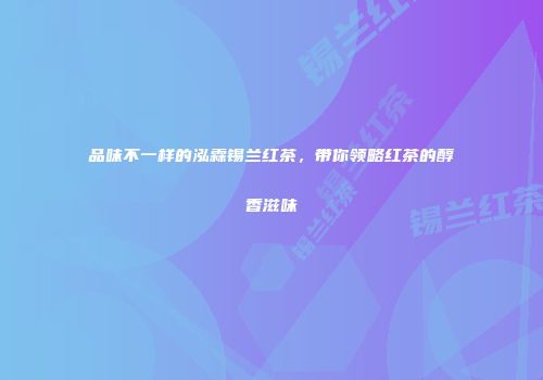 品味不一样的泓霖锡兰红茶，带你领略红茶的醇香滋味