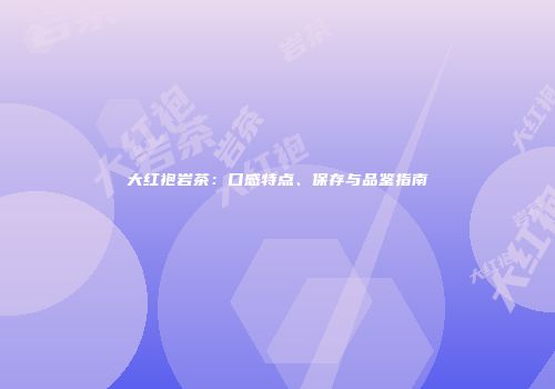 大红袍岩茶：口感特点、保存与品鉴指南