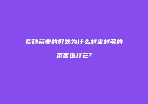 紫砂茶壶的好处为什么越来越多的茶客选择它?