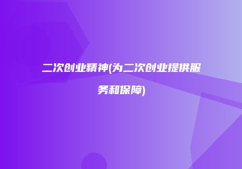 二次创业精神(为二次创业提供服务和保障)