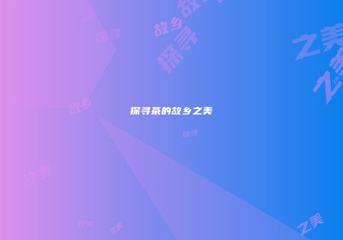 探寻茶的故乡之美