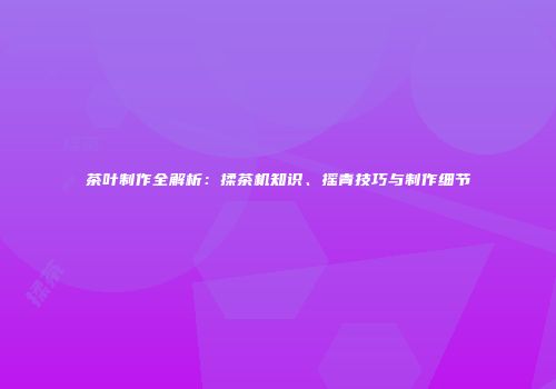 茶叶制作全解析：揉茶机知识、摇青技巧与制作细节