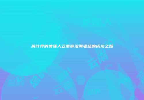 茶叶界的女强人云南帝泊洱老总的成功之路