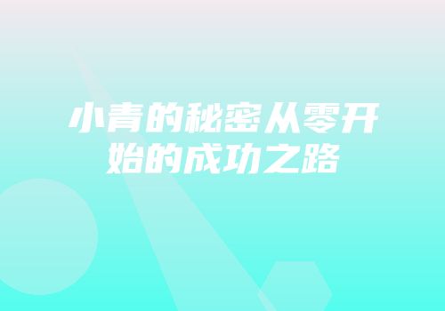 小青的秘密从零开始的成功之路
