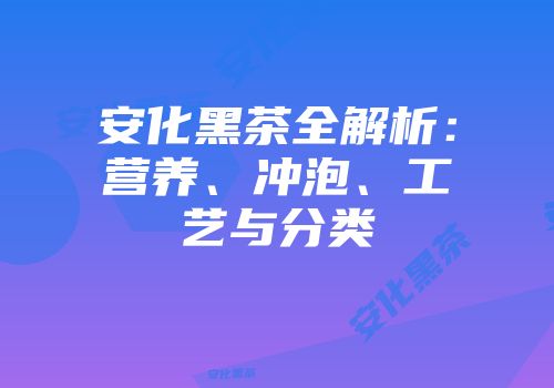 安化黑茶全解析：营养、冲泡、工艺与分类