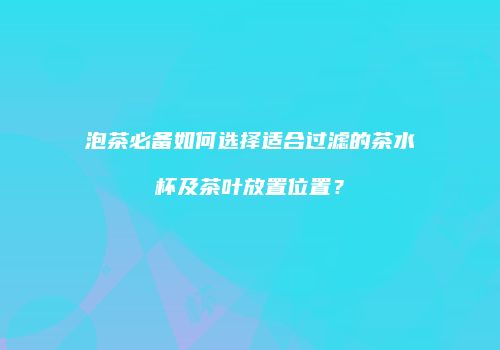 泡茶必备如何选择适合过滤的茶水杯及茶叶放置位置？