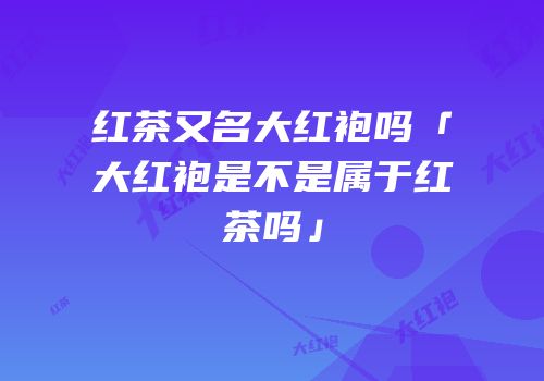红茶又名大红袍吗「大红袍是不是属于红茶吗」