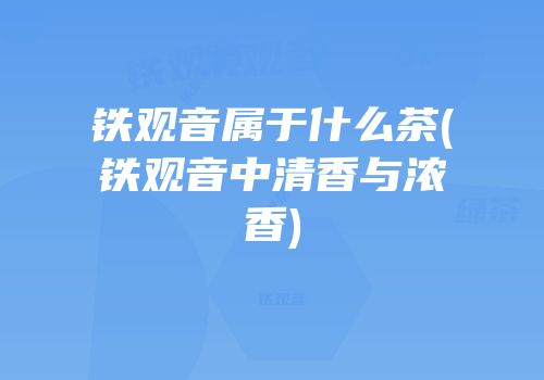 铁观音属于什么茶(铁观音中清香与浓香)