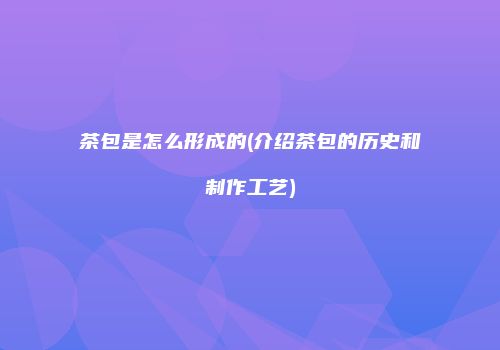 茶包是怎么形成的(介绍茶包的历史和制作工艺)