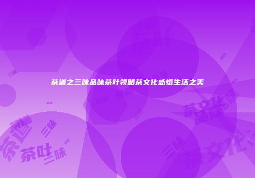 茶道之三味品味茶叶领略茶文化感悟生活之美