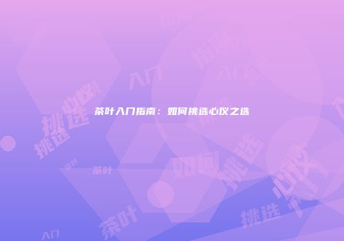茶叶入门指南：如何挑选心仪之选
