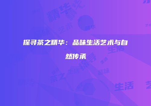 探寻茶之精华：品味生活艺术与自然传承