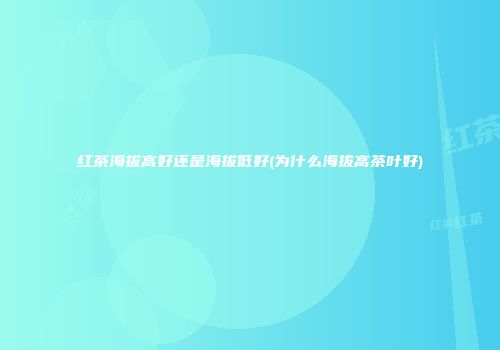 红茶海拔高好还是海拔低好(为什么海拔高茶叶好)