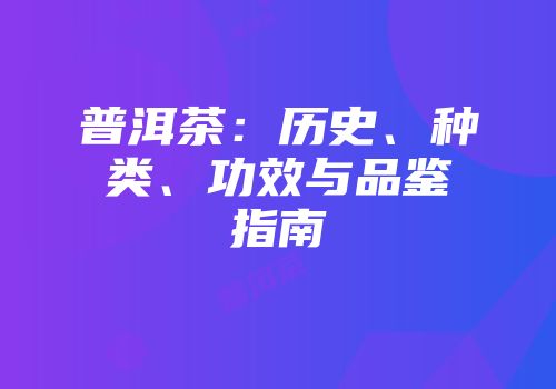 普洱茶：历史、种类、功效与品鉴指南