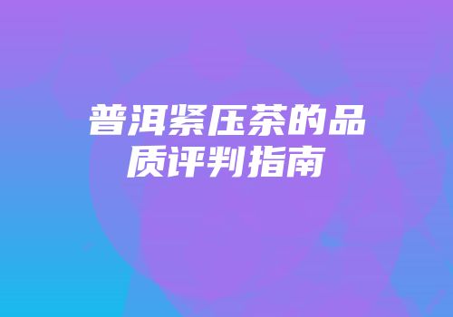 普洱紧压茶的品质评判指南