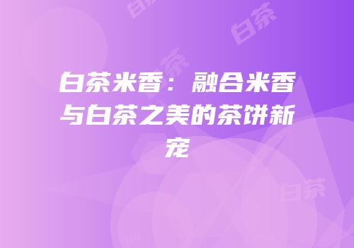 白茶米香：融合米香与白茶之美的茶饼新宠