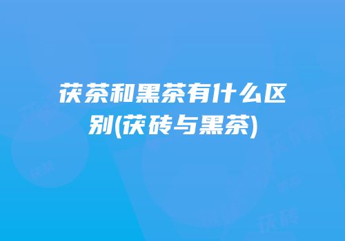 茯茶和黑茶有什么区别(茯砖与黑茶)