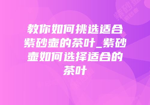 教你如何挑选适合紫砂壶的茶叶_紫砂壶如何选择适合的茶叶