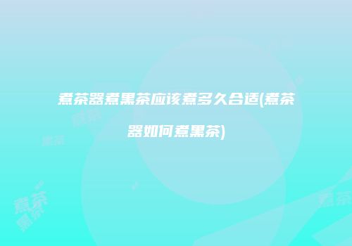 煮茶器煮黑茶应该煮多久合适(煮茶器如何煮黑茶)