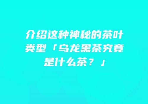 介绍这种神秘的茶叶类型「乌龙黑茶究竟是什么茶？」