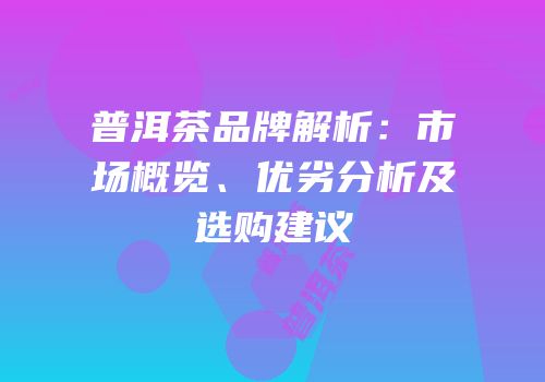 普洱茶品牌解析：市场概览、优劣分析及选购建议