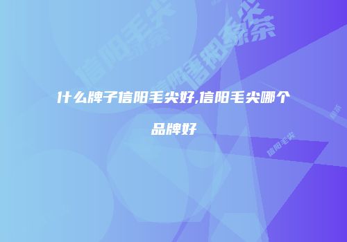 什么牌子信阳毛尖好,信阳毛尖哪个品牌好
