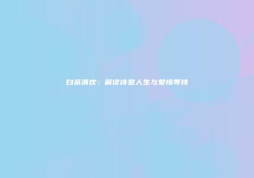 白茶清欢：解读诗意人生与爱情等待