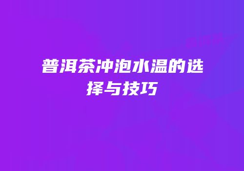 普洱茶冲泡水温的选择与技巧
