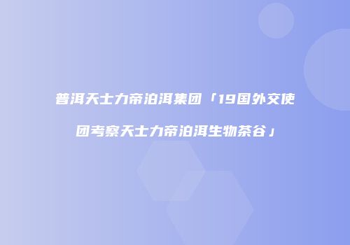 普洱天士力帝泊洱集团「19国外交使团考察天士力帝泊洱生物茶谷」