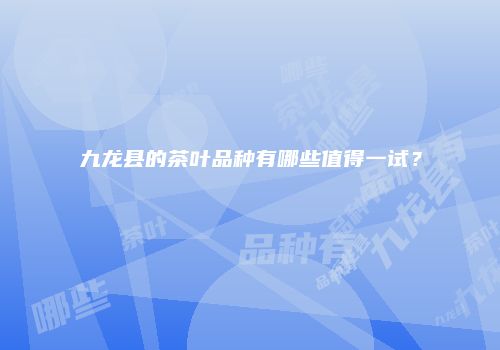 九龙县的茶叶品种有哪些值得一试？