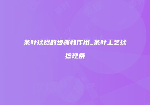 茶叶揉捻的步骤和作用_茶叶工艺揉捻理条