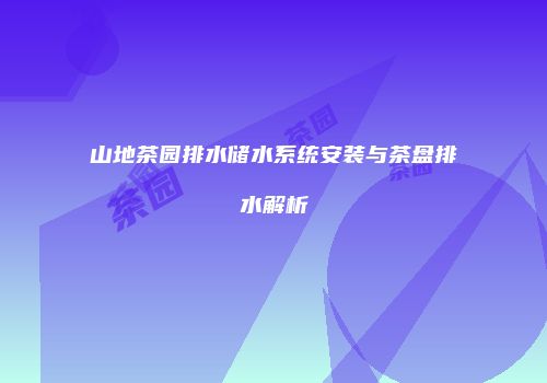 山地茶园排水储水系统安装与茶盘排水解析