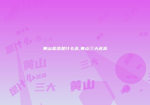 黄山金浩是什么茶,黄山三大名茶