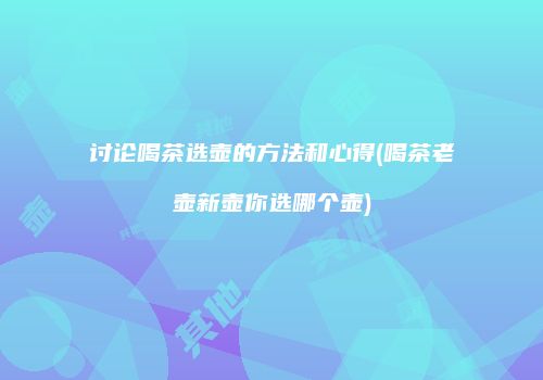 讨论喝茶选壶的方法和心得(喝茶老壶新壶你选哪个壶)