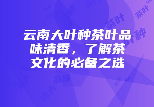 云南大叶种茶叶品味清香，了解茶文化的必备之选