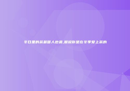 冬日里的茶最暖人也最,据说你是在冬季爱上茶的