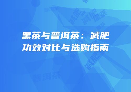 黑茶与普洱茶：减肥功效对比与选购指南