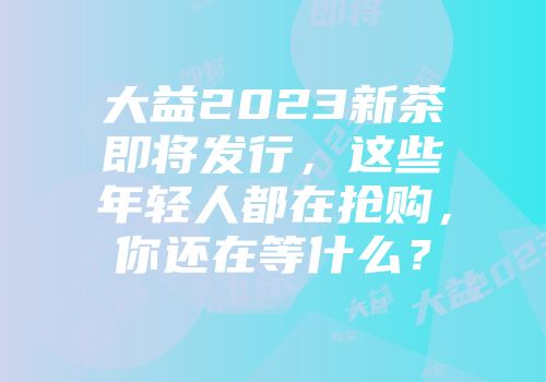 大益2023新茶即将发行，这些年轻人都在抢购，你还在等什么？