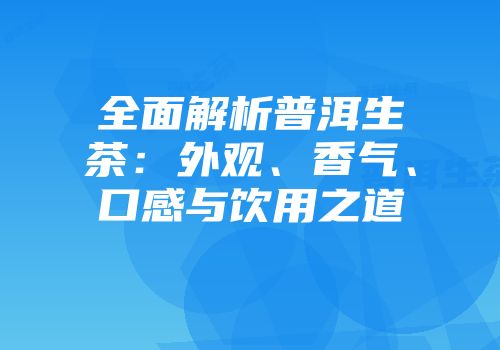 全面解析普洱生茶：外观、香气、口感与饮用之道