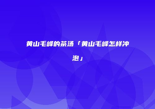 黄山毛峰的茶汤「黄山毛峰怎样冲泡」