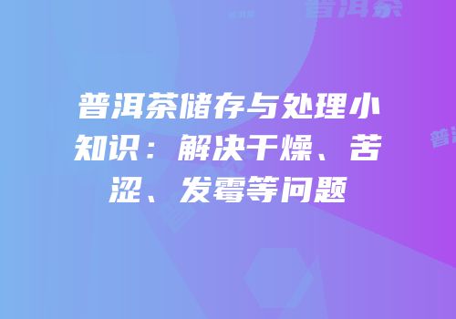 普洱茶储存与处理小知识：解决干燥、苦涩、发霉等问题