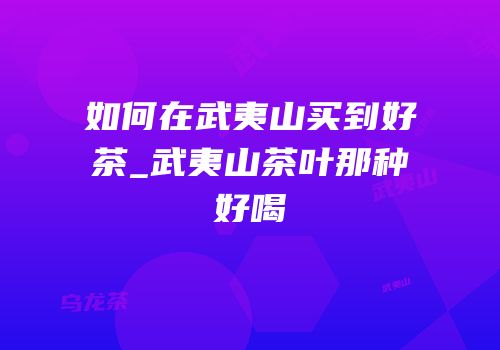 如何在武夷山买到好茶_武夷山茶叶那种好喝