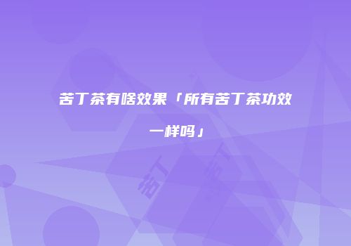 苦丁茶有啥效果「所有苦丁茶功效一样吗」