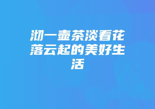 沏一壶茶淡看花落云起的美好生活