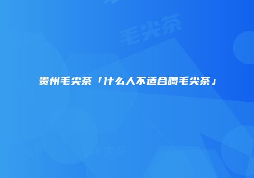 贵州毛尖茶「什么人不适合喝毛尖茶」
