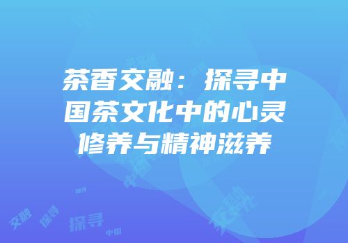 茶香交融：探寻中国茶文化中的心灵修养与精神滋养