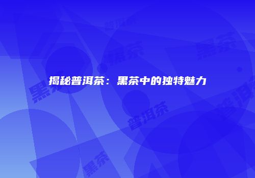 揭秘普洱茶：黑茶中的独特魅力