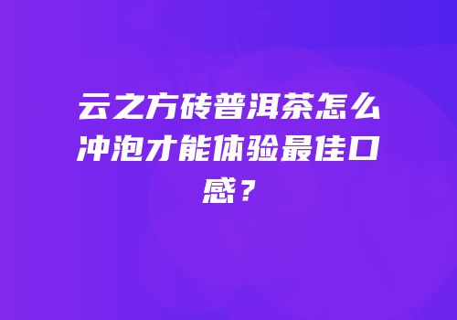 云之方砖普洱茶怎么冲泡才能体验最佳口感？